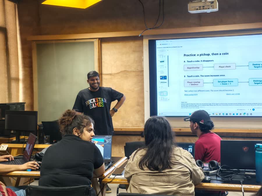 Rajat teaching game design at Chitkara University
