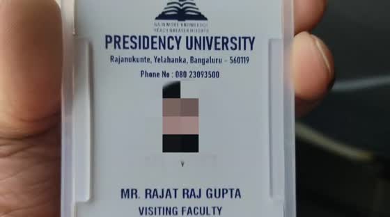 Rajat outside Presidency University, Bengaluru